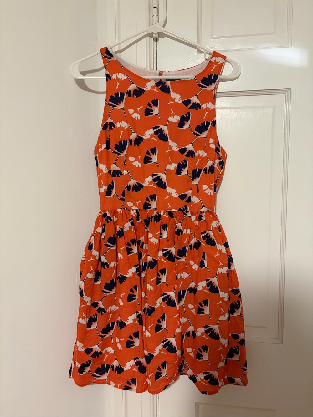 Pim + Larkin Orange Floral Fit-and-Flare Dress - 100% Cotton - Size Small